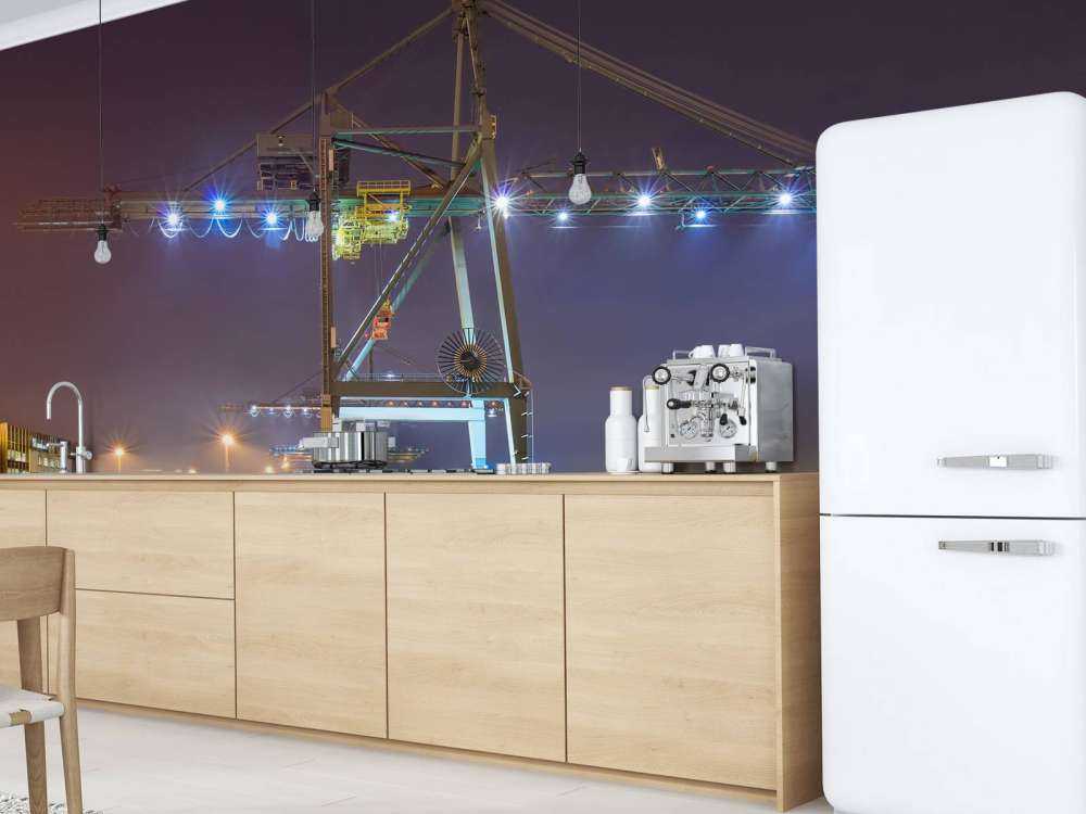 Nachtzicht op Verlichte Haven van Antwerpen