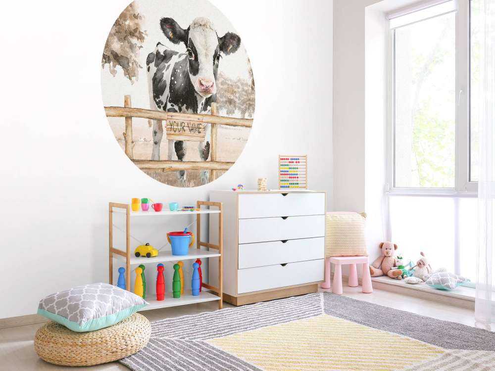 Jonge koe in een weiland taupe