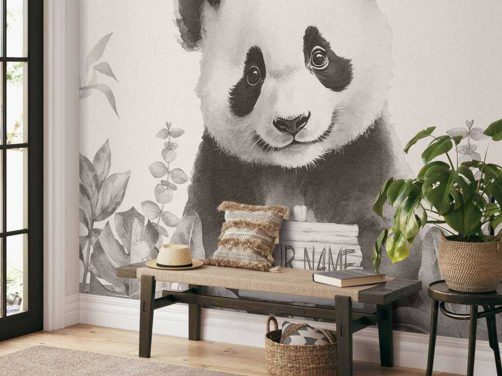 Baby panda in de jungle beige