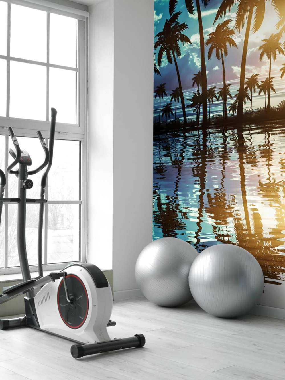 Nachtlandschap met palmbomen