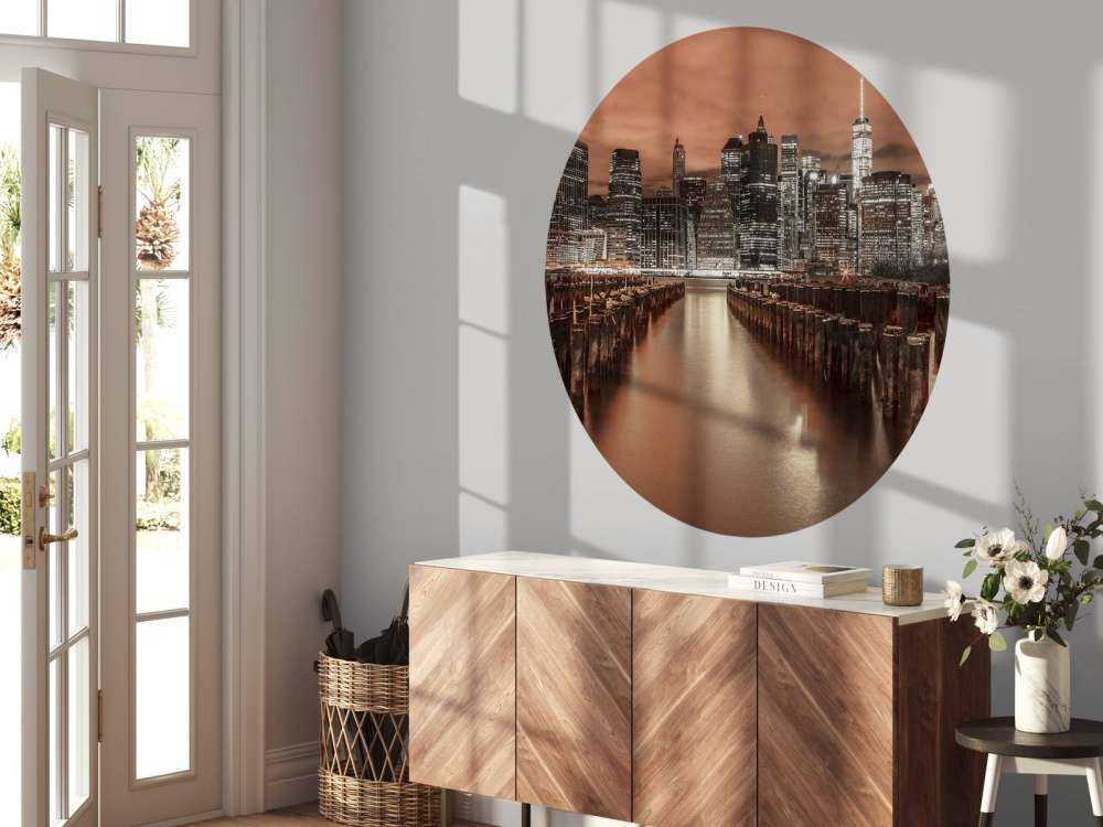 Manhattan skyline met golfbrekers