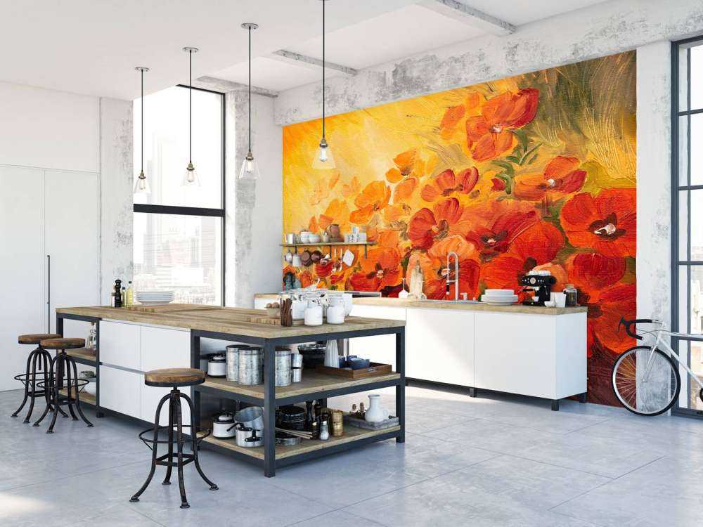 Olieverfschilderij van klaprozen