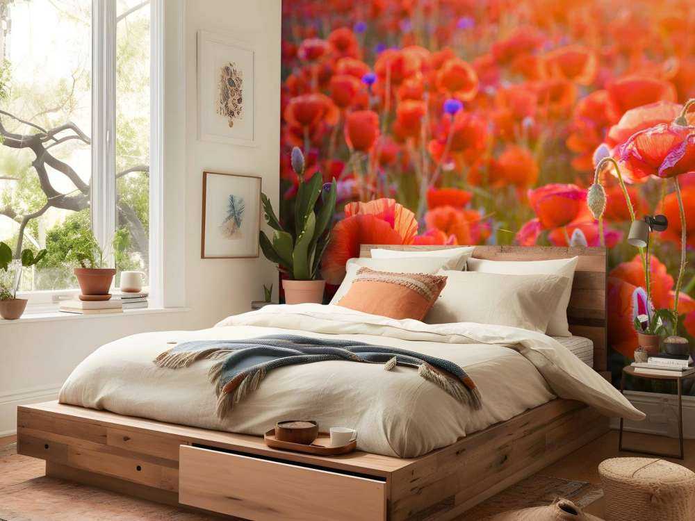 Klaprozen close-up bij zonsondergang