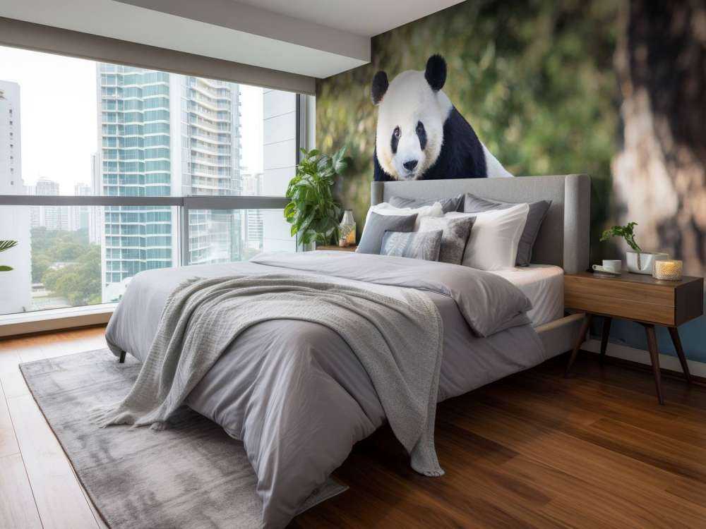 Panda op een houten balk