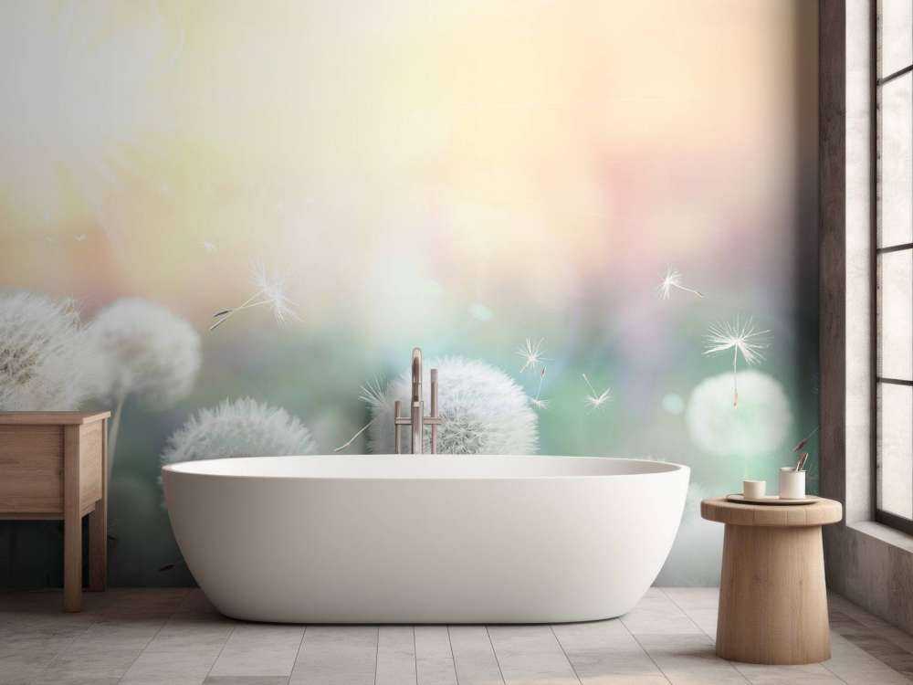 Paardebloem design met gekleurde achtergrond