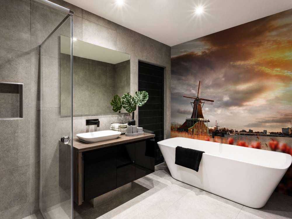 Hollands landschap met molen bij zonsondergang