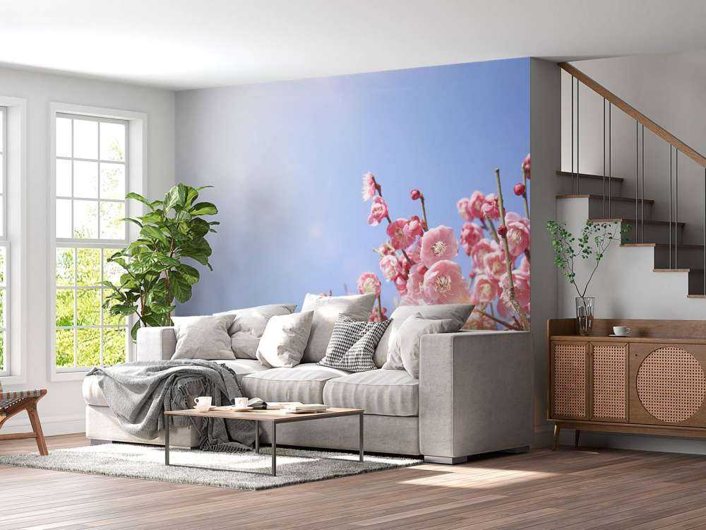 Bloesem bloemen met blauwe lucht