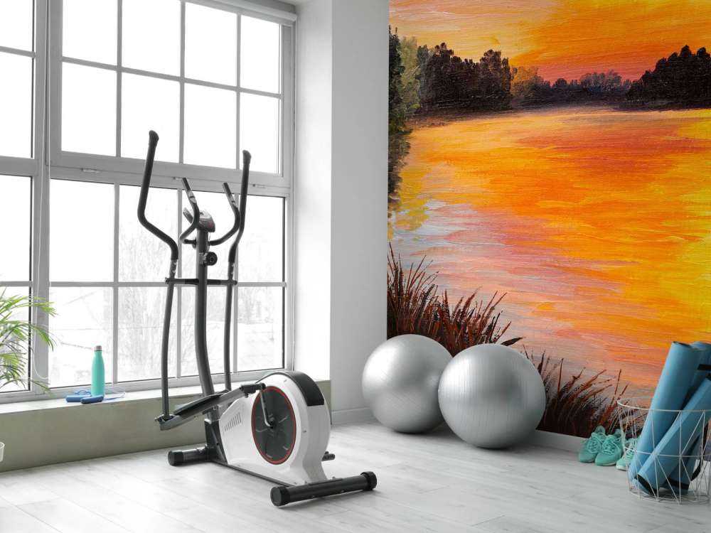 Olieverfschilderij van een meer