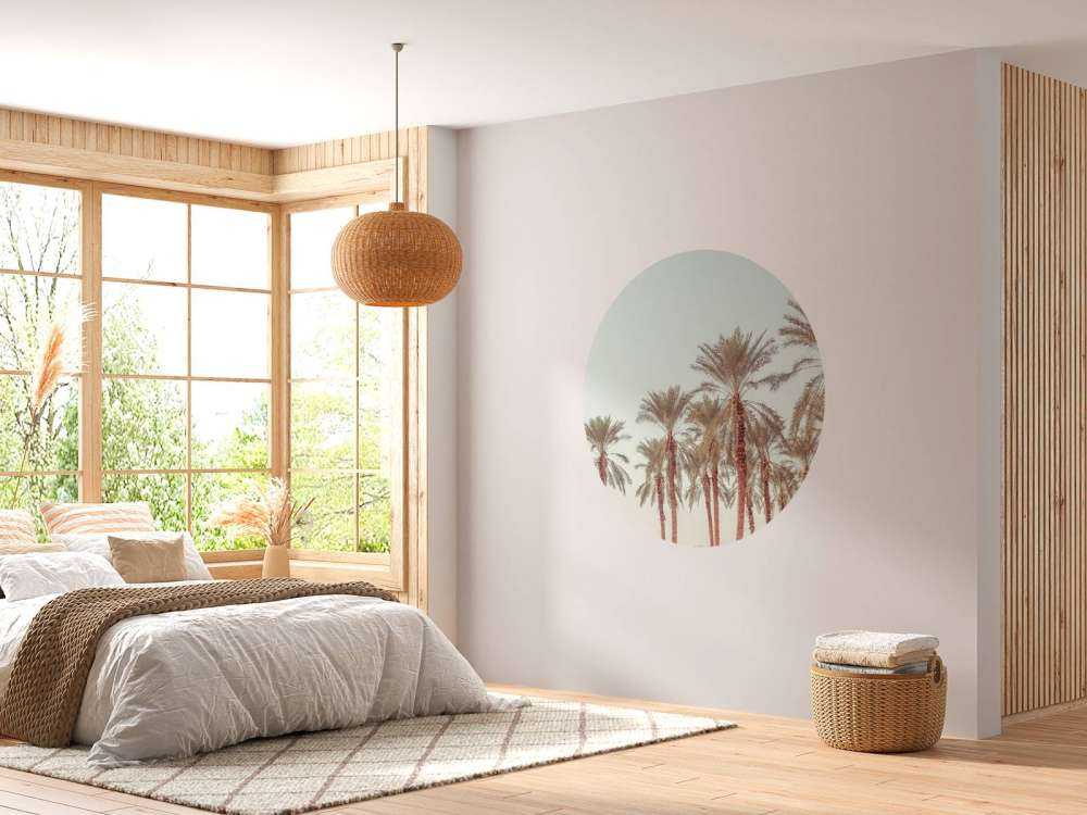 Tropische palmbomen aan de kust