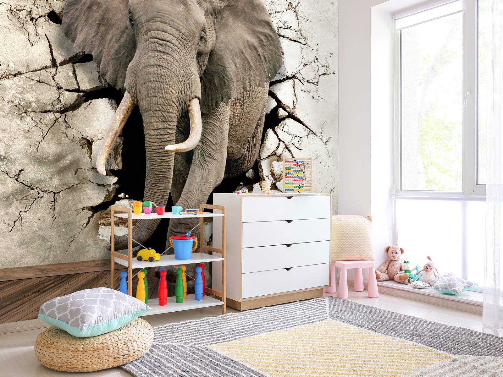 Grote olifant uit de muur