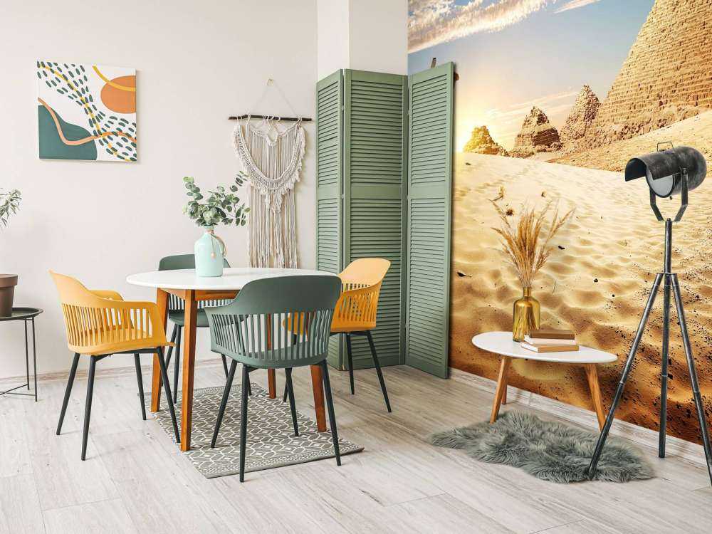 Kameel in de woestijn bij zonsondergang