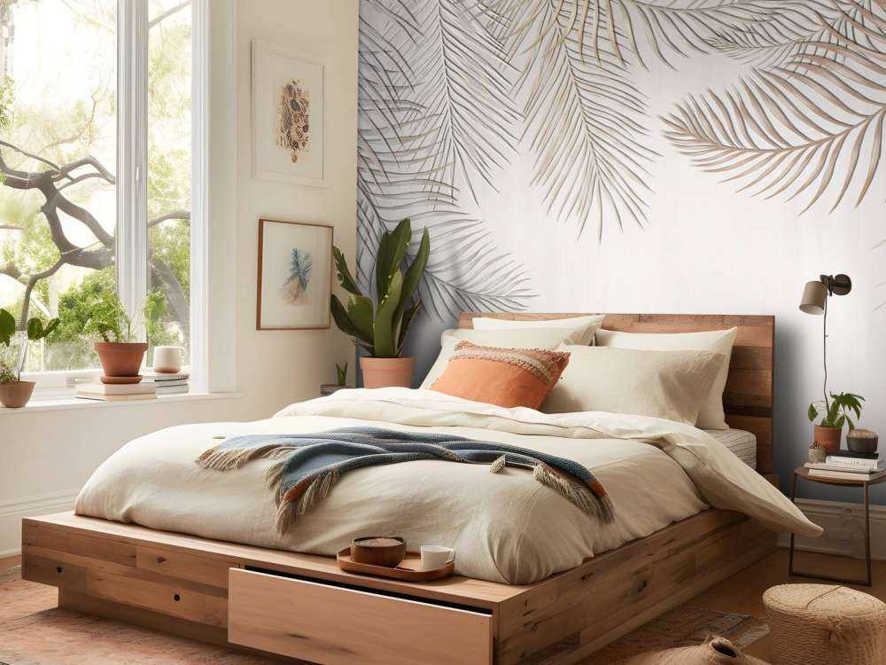 Beige gekleurde palmbladeren