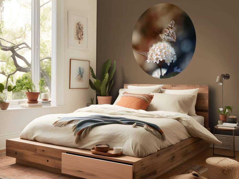 Vlinder op witte bloem