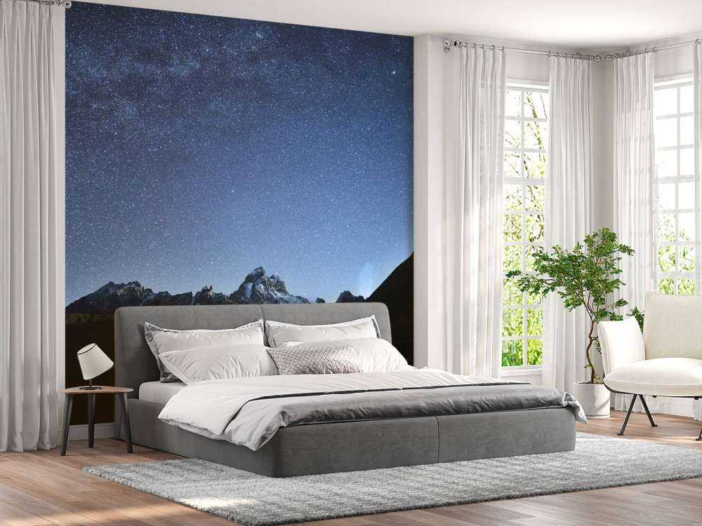 Een verlichte nacht in de bergen