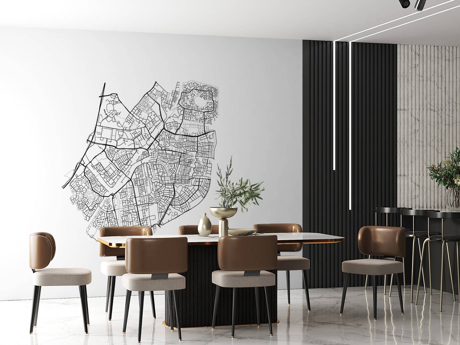 Plattegrond van Leiden, wit 