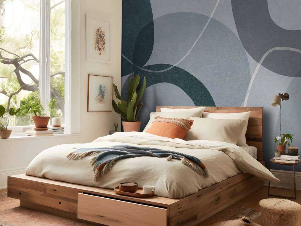 Mid Century Shapes And Outline Grey Teal