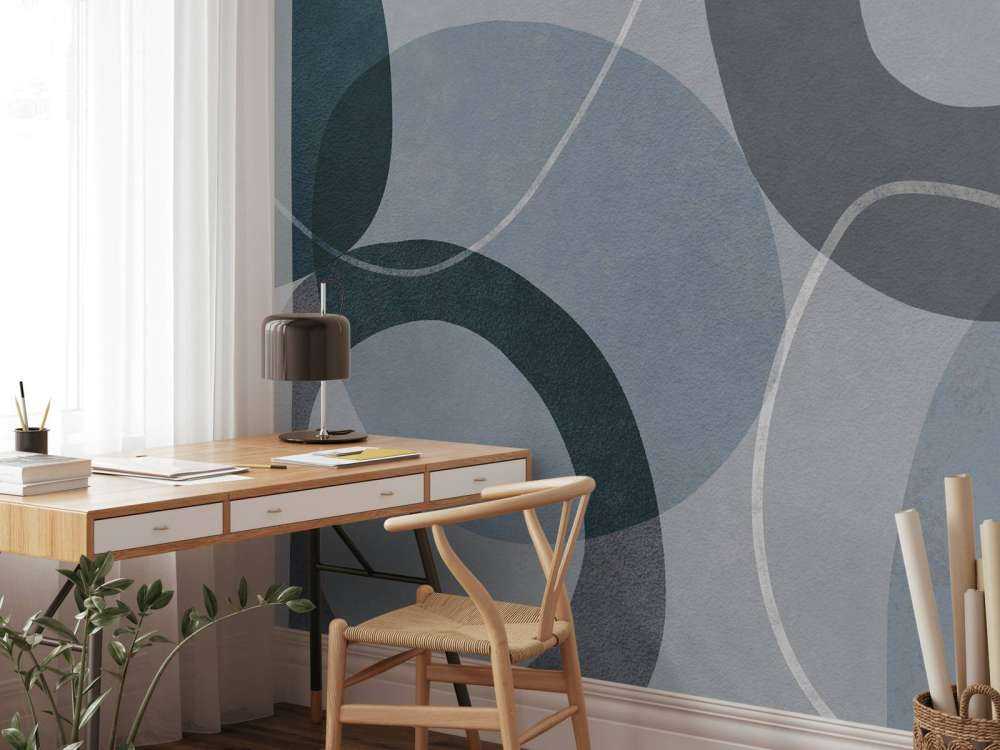Mid Century Shapes And Outline Grey Teal