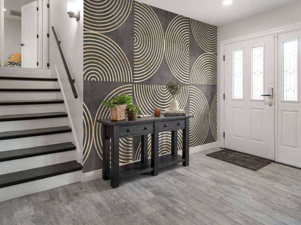 Eclectic Circle Modern Art Gold Brown