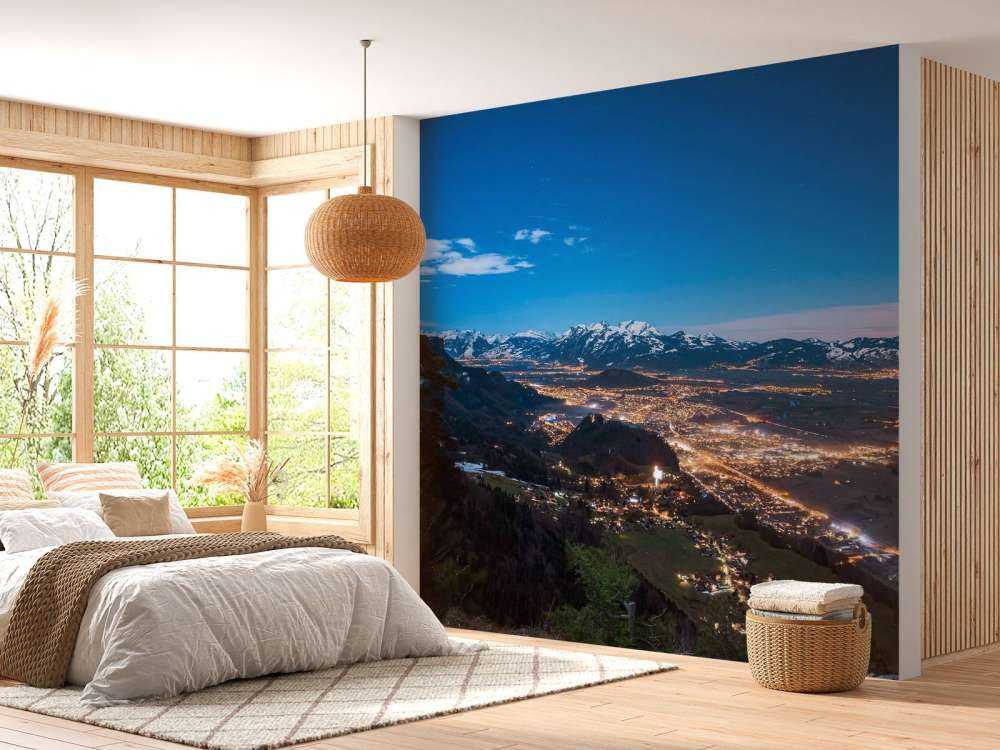 Nachtzicht over alpendalstad