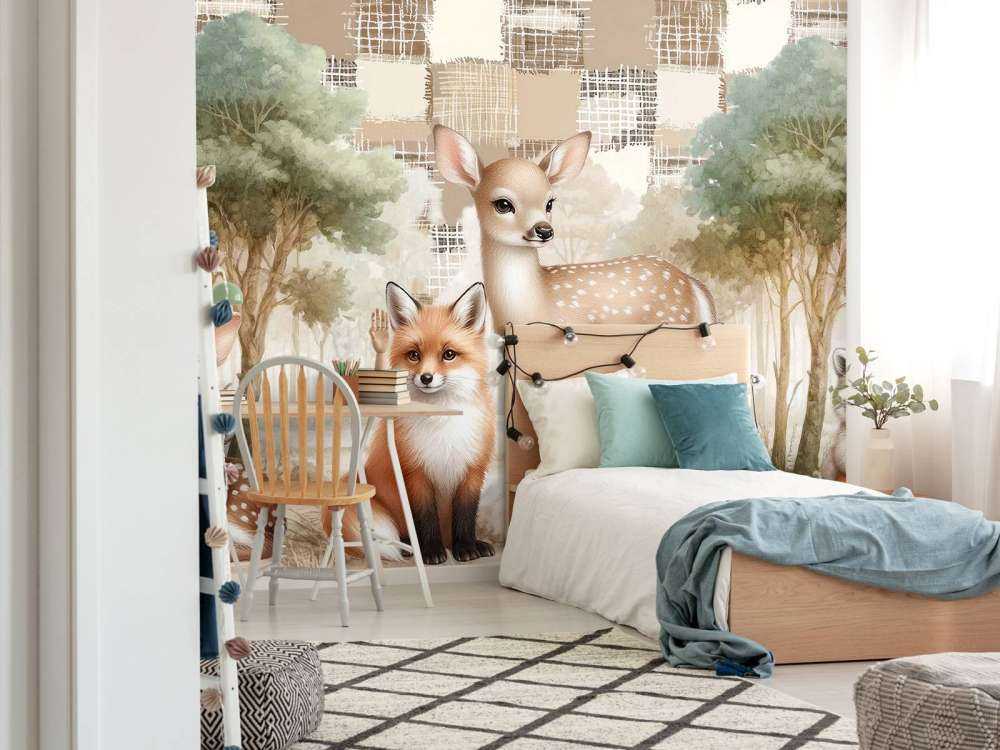 Bosdieren in warme tinten