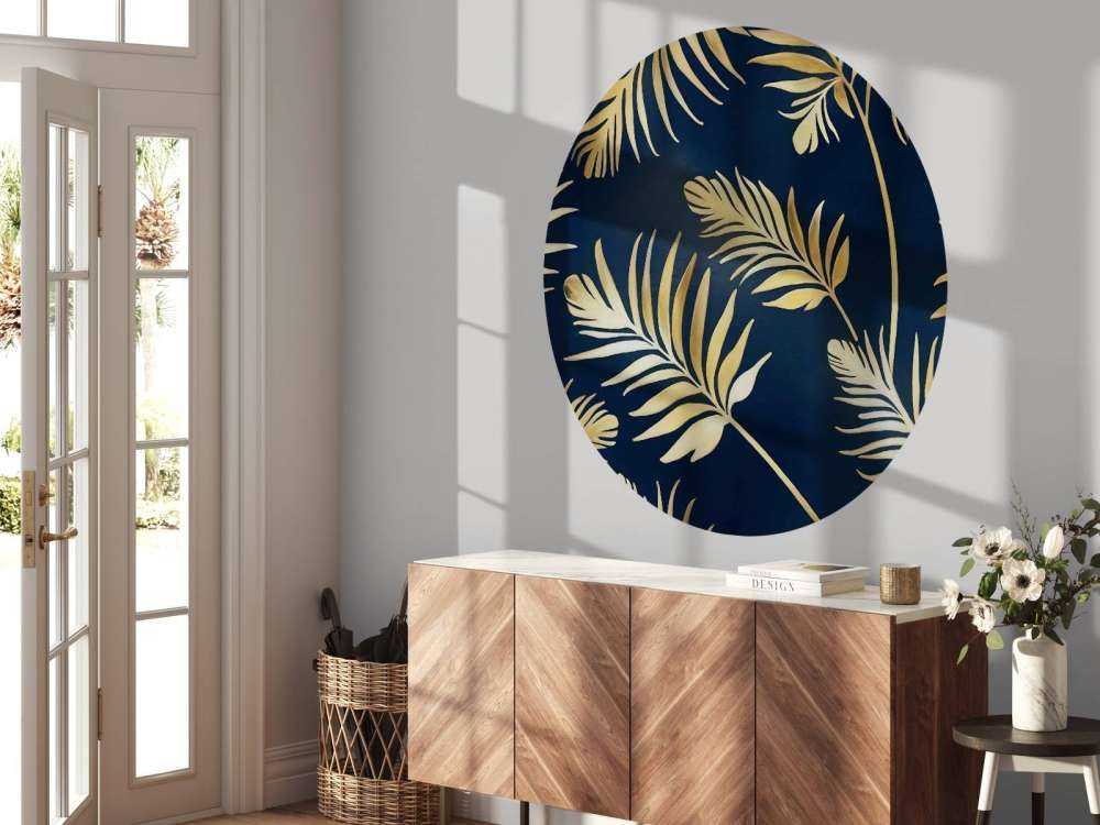 Golden leaves on dark Navy Blue