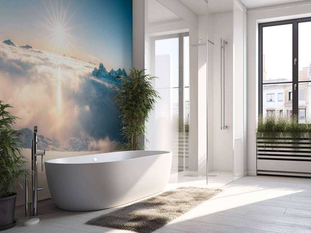 Zon boven wolkendek in alpenpanorama