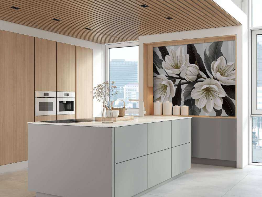 Witte magnoliabloemen met donkere bladeren