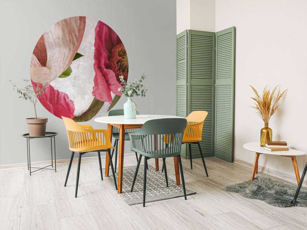 Klaprozen in roze en poederbeige