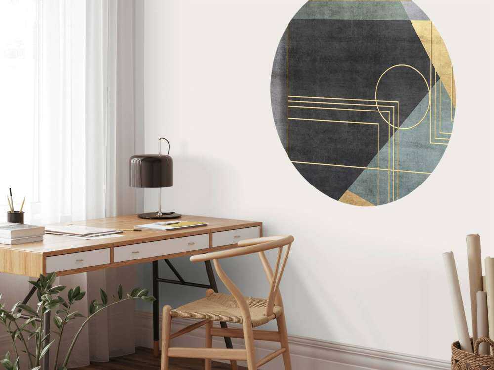 Gouden lijnen in zeegroen