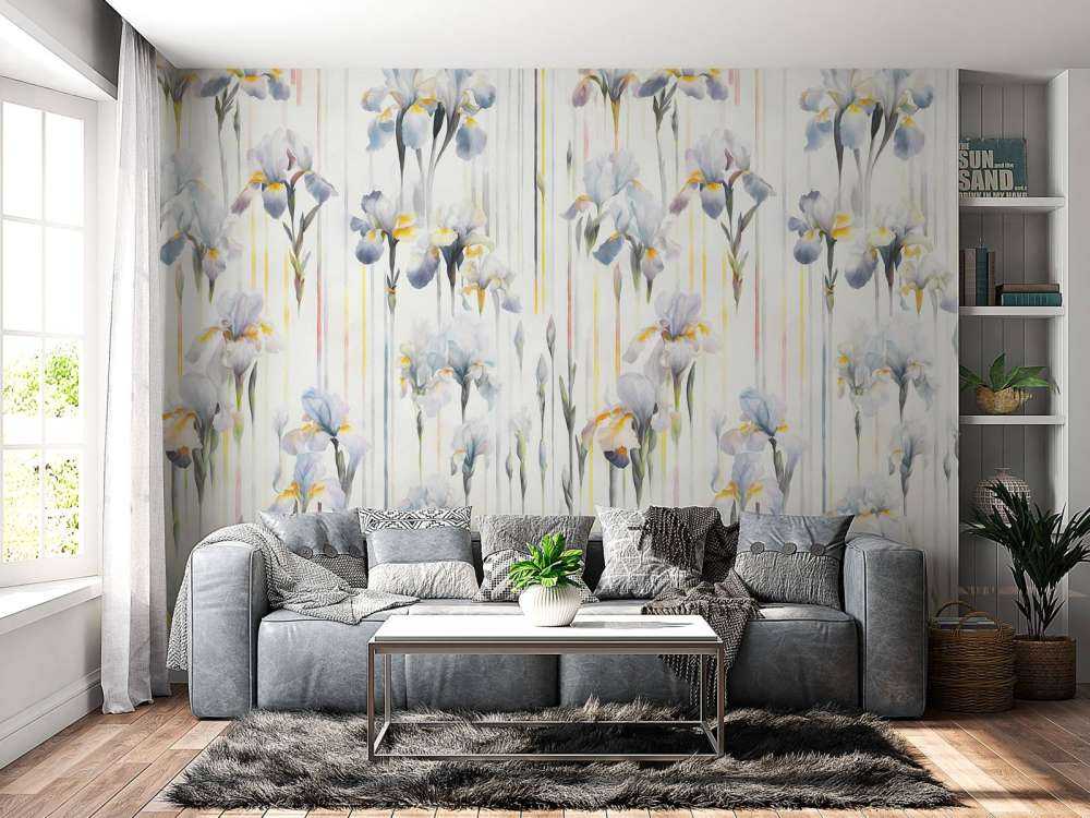 Irises and Stripes Seamless Blue