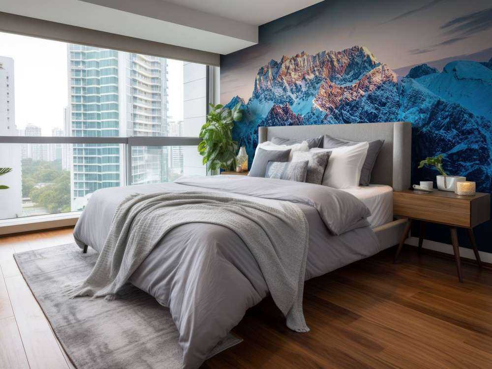 Avondgloed op sneeuwtoppen