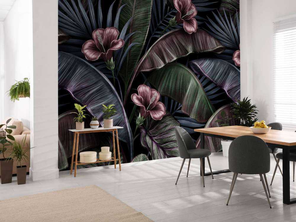 Tropische hibiscus en bladeren