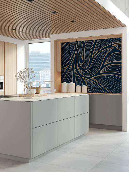 Art deco bloemen blauw