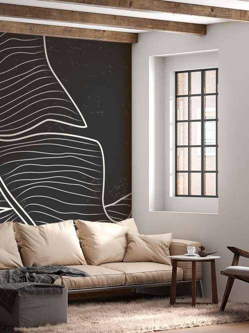 Zwart-witte blad illustratie