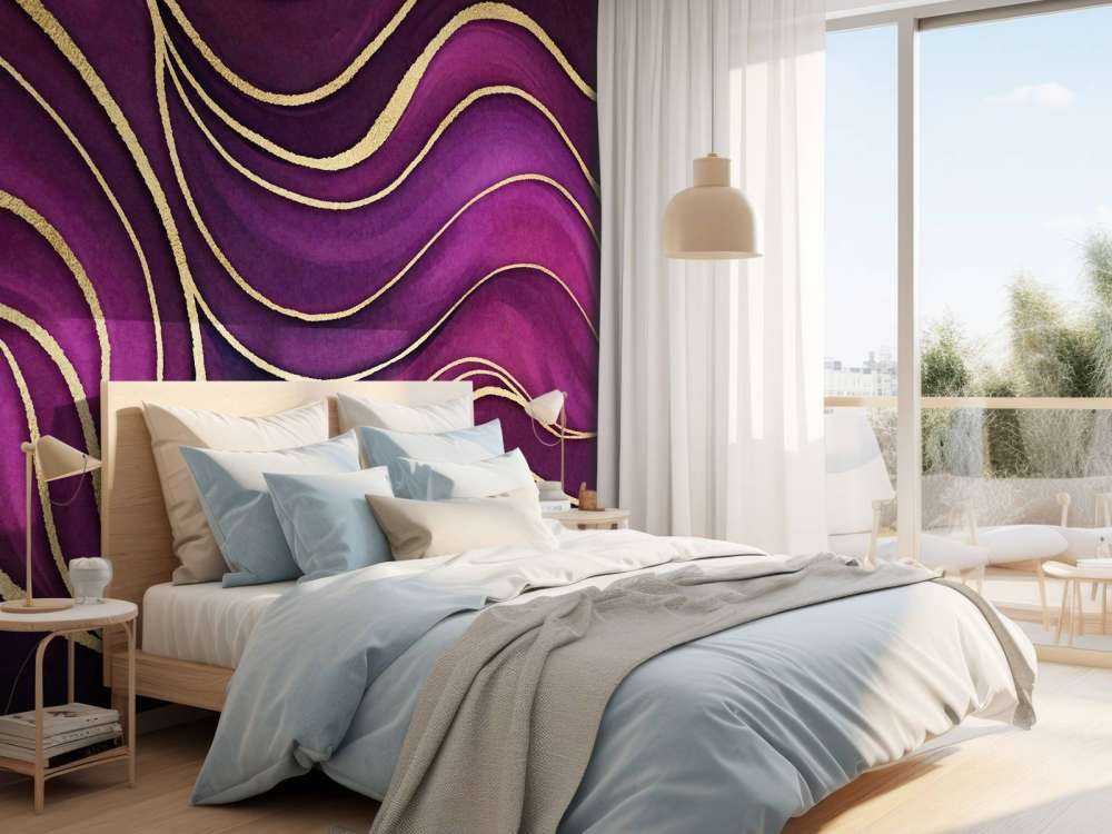 Luxury marble fuchsia purple with gold