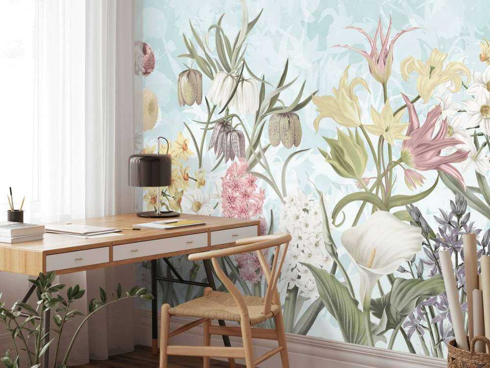 Spring Flowers - Misty Aqua