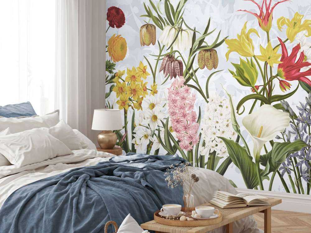 Spring Flowers - Cloudy Sky Blue