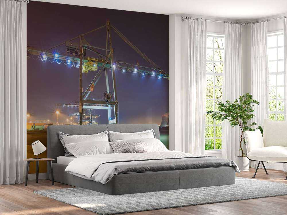 Nachtzicht op Verlichte Haven van Antwerpen