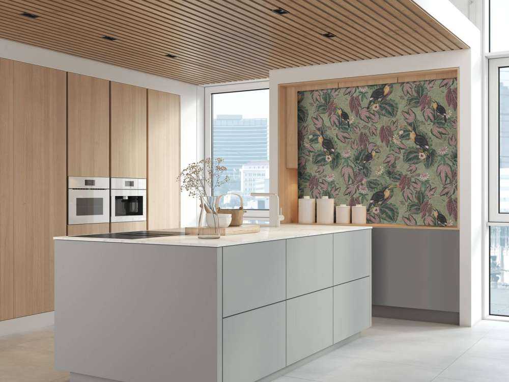 Tropische Jungle vogels & Toekans - salie groen