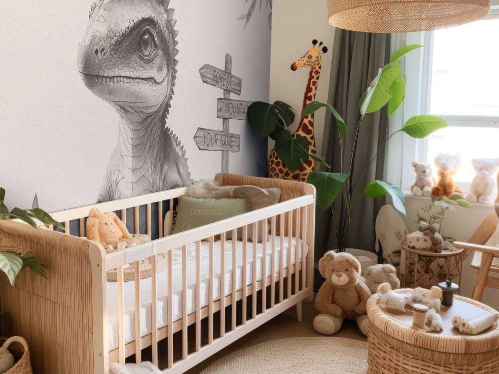 Baby spinosaurus in de jungle beige