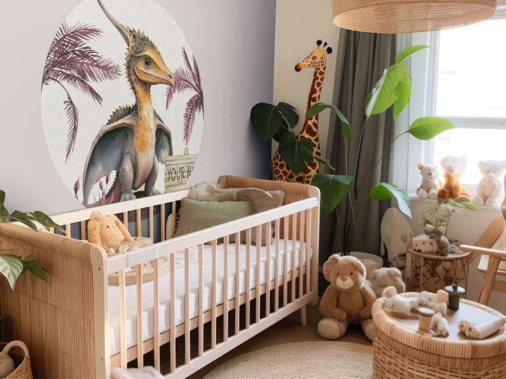 Baby pteranodon in de jungle roze