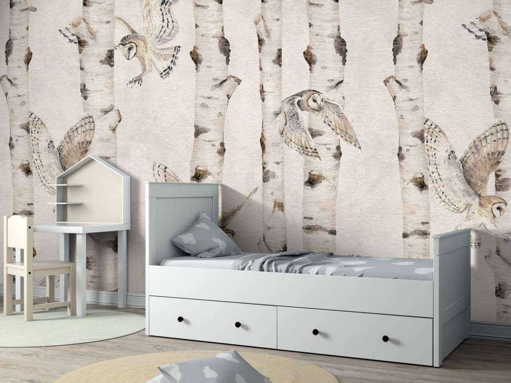 Birch and Owls - White