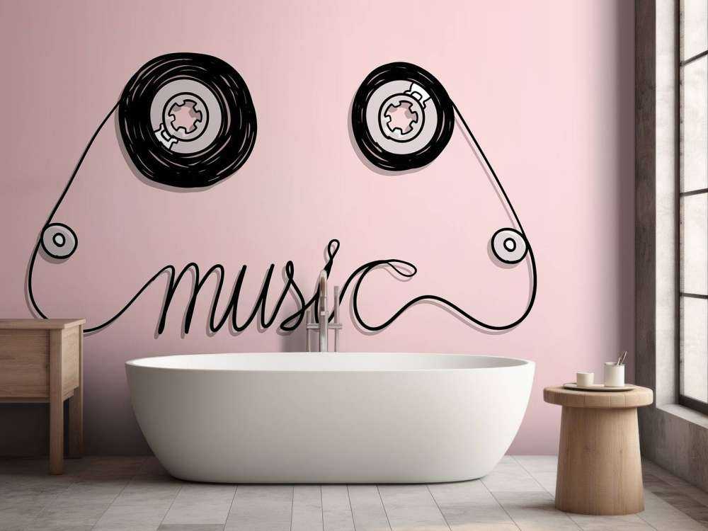 Cassettebandje met een roze achtergrond