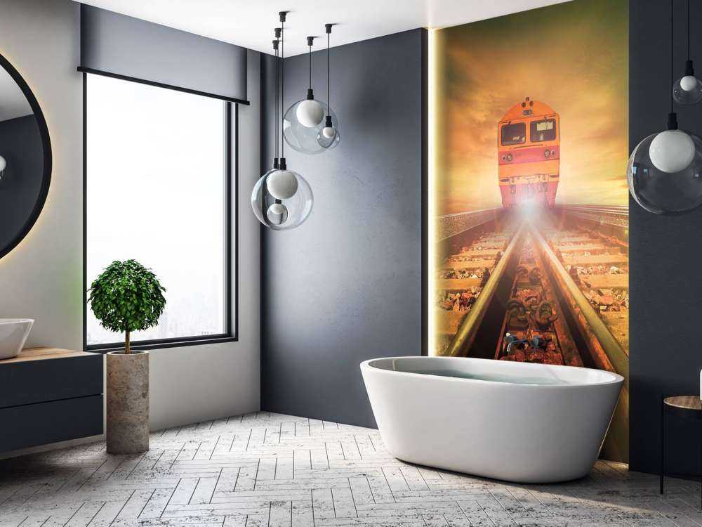 Trein bij zonsondergang