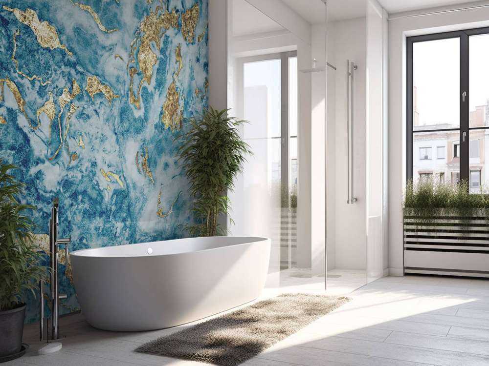 Blauw marmer met goud