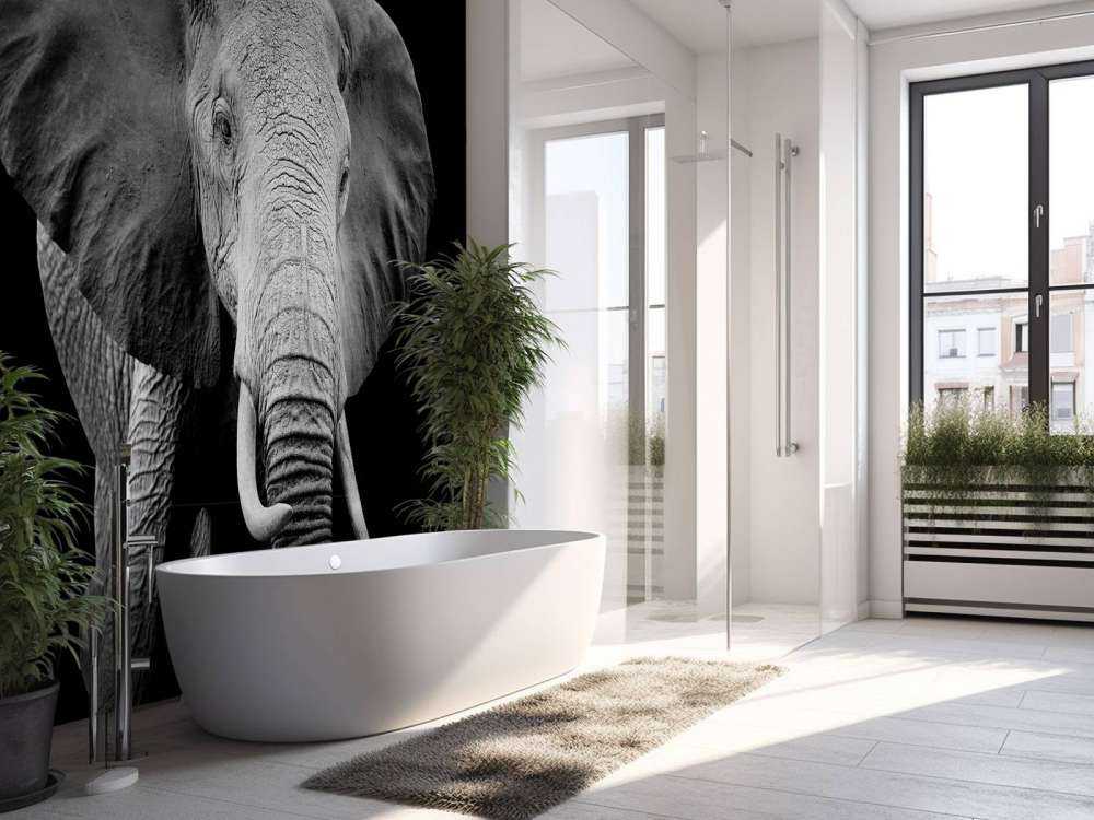 Olifant met een zwarte achtergrond