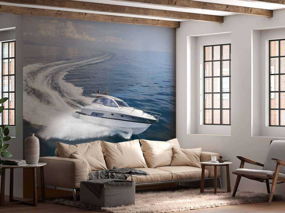 Luxe speedboot op zee