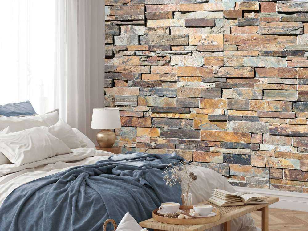 Kleurrijke stenen sierwand