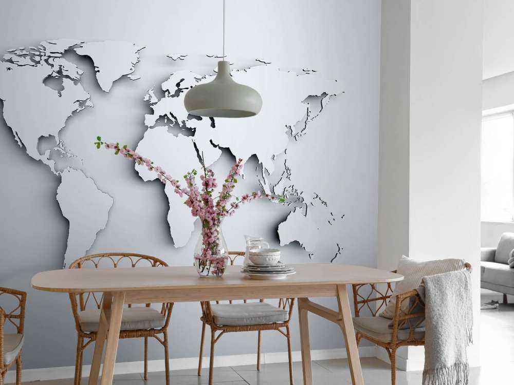 Witte wereldkaart in 3D