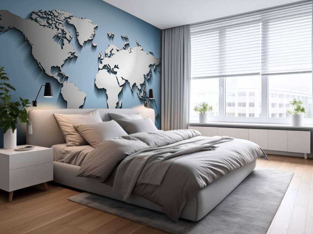 Zilveren wereldkaart in 3D